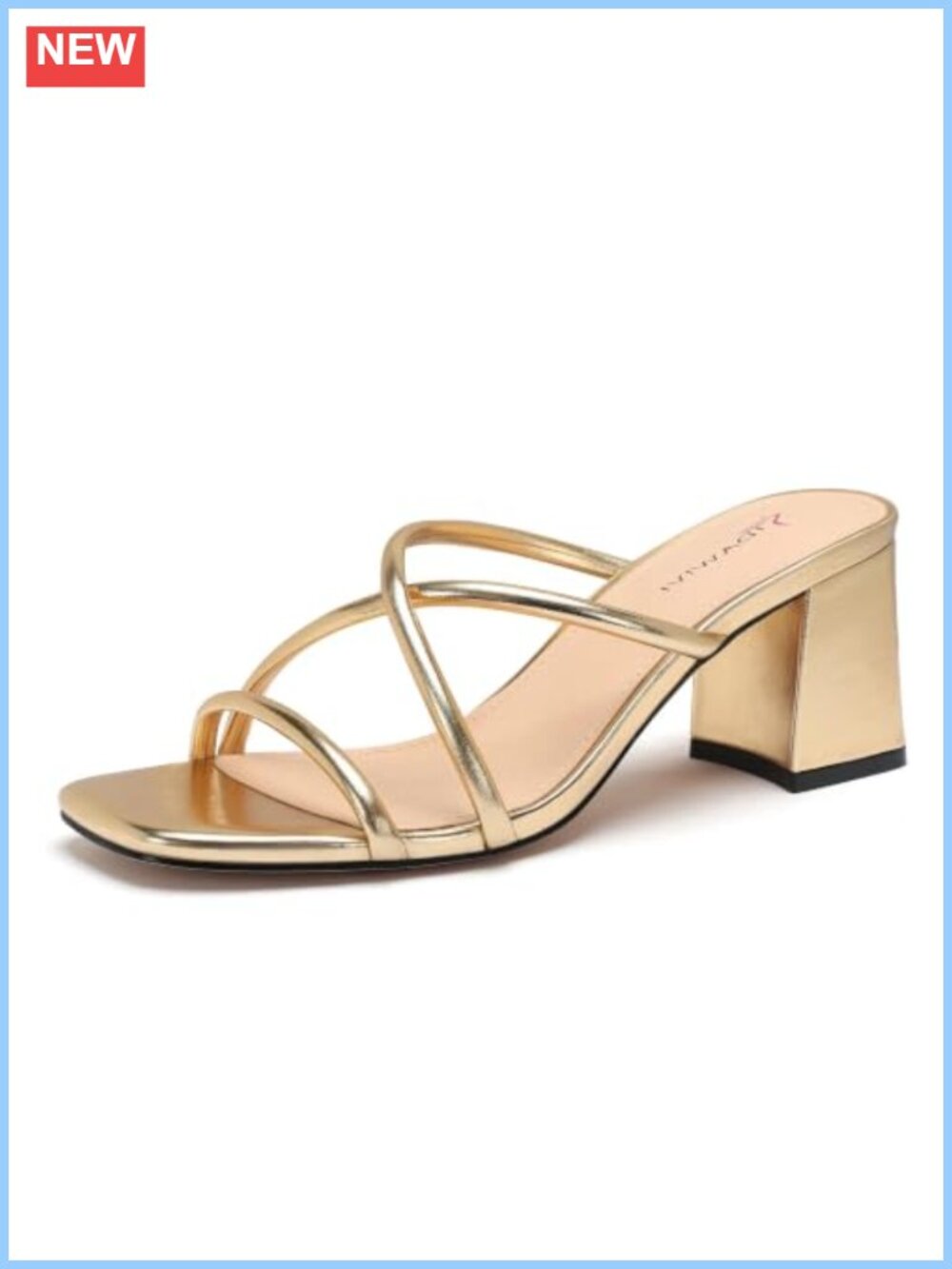 Strappy Heeled Sandals Women Square Open Toe Low Chunky Block Heel Slip On
